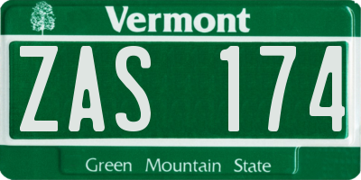 VT license plate ZAS174