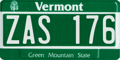 VT license plate ZAS176