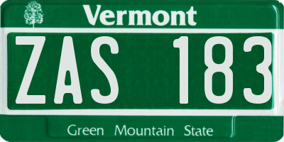 VT license plate ZAS183