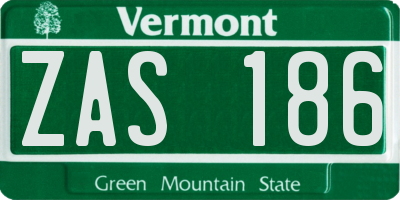 VT license plate ZAS186