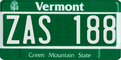 VT license plate ZAS188