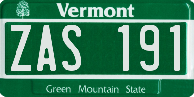 VT license plate ZAS191