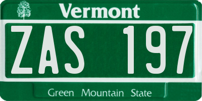 VT license plate ZAS197
