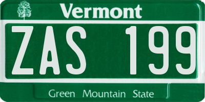 VT license plate ZAS199