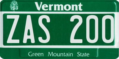 VT license plate ZAS200