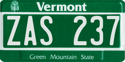 VT license plate ZAS237