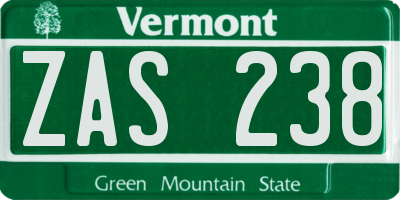 VT license plate ZAS238