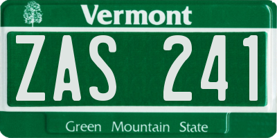 VT license plate ZAS241