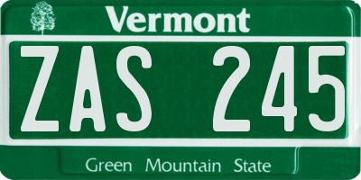 VT license plate ZAS245