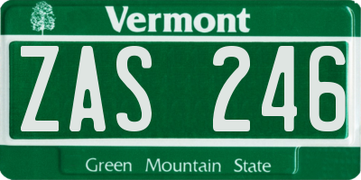 VT license plate ZAS246
