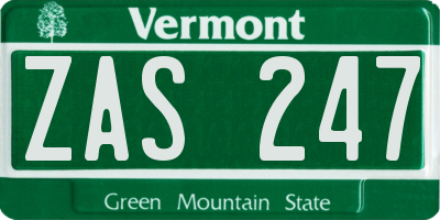 VT license plate ZAS247