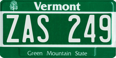 VT license plate ZAS249