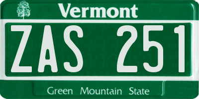 VT license plate ZAS251