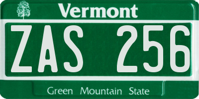 VT license plate ZAS256