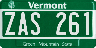 VT license plate ZAS261