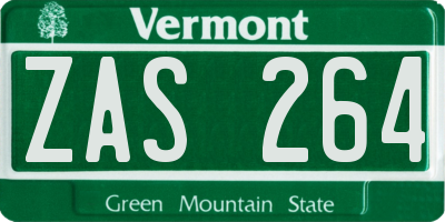 VT license plate ZAS264