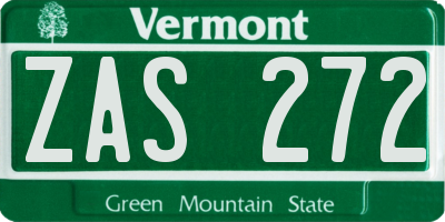 VT license plate ZAS272