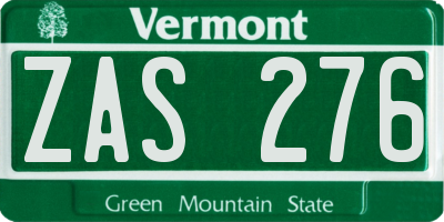 VT license plate ZAS276