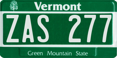VT license plate ZAS277
