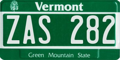 VT license plate ZAS282