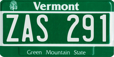 VT license plate ZAS291