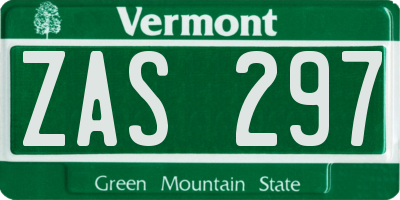 VT license plate ZAS297