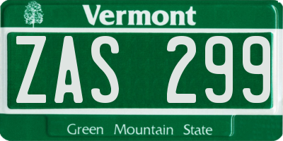 VT license plate ZAS299