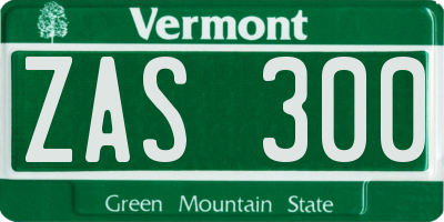 VT license plate ZAS300