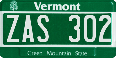 VT license plate ZAS302