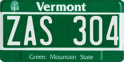 VT license plate ZAS304