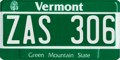 VT license plate ZAS306