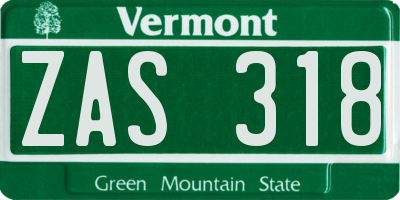 VT license plate ZAS318