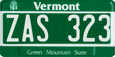 VT license plate ZAS323