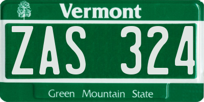 VT license plate ZAS324