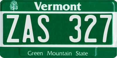 VT license plate ZAS327