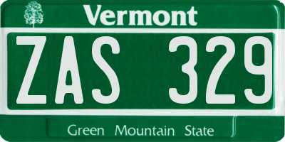 VT license plate ZAS329