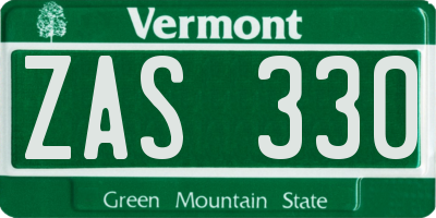 VT license plate ZAS330