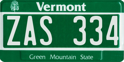 VT license plate ZAS334