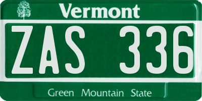 VT license plate ZAS336