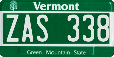 VT license plate ZAS338