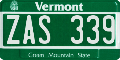 VT license plate ZAS339