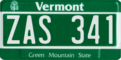 VT license plate ZAS341