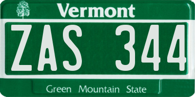 VT license plate ZAS344