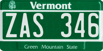 VT license plate ZAS346