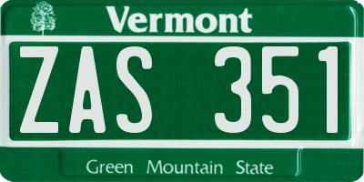 VT license plate ZAS351