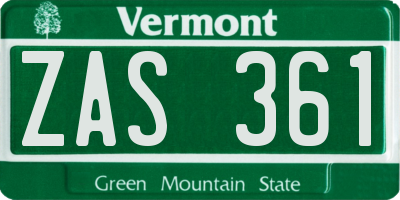 VT license plate ZAS361