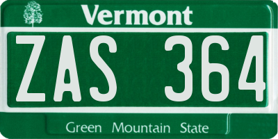 VT license plate ZAS364
