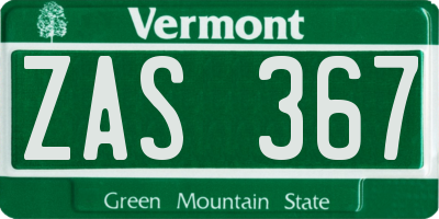 VT license plate ZAS367