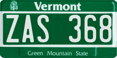 VT license plate ZAS368