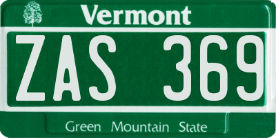 VT license plate ZAS369